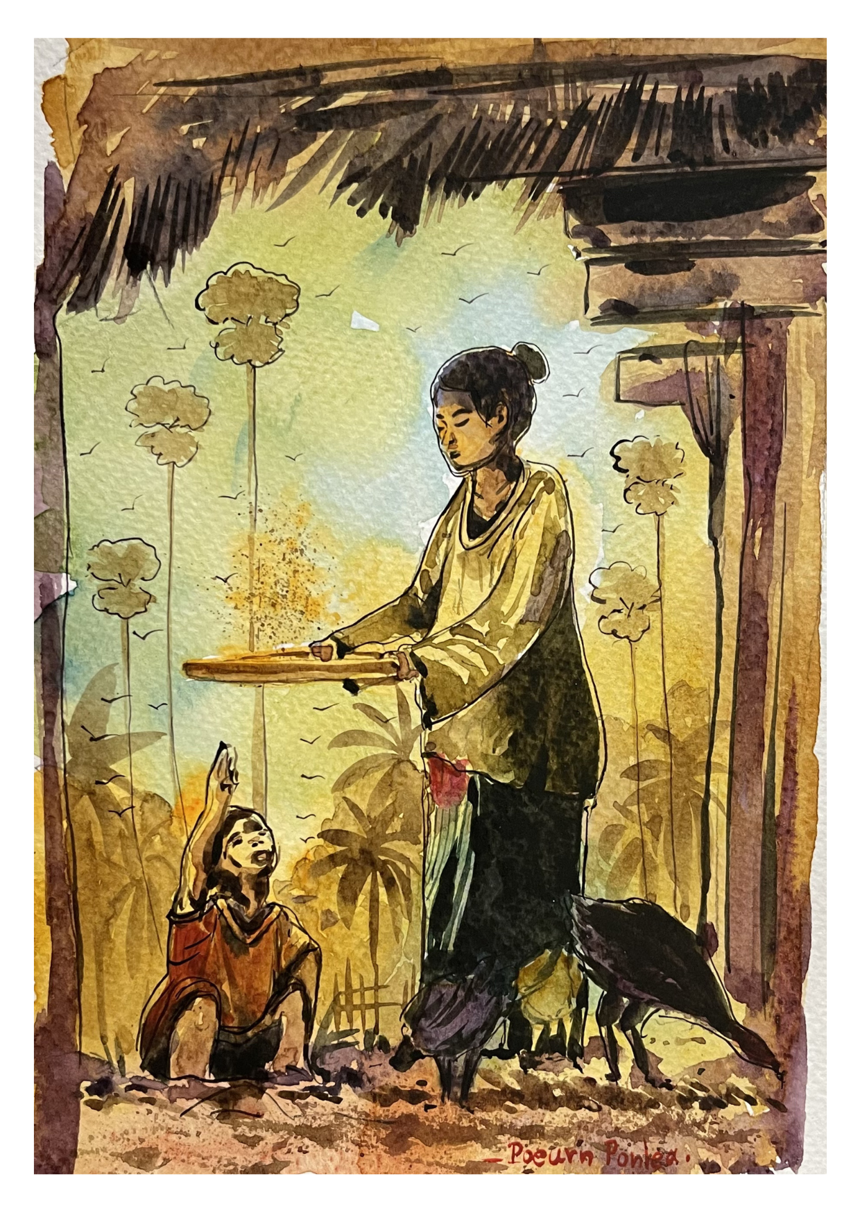 Khmer - Postcard painting countryside