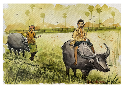 Khmer - Postcard painting countryside