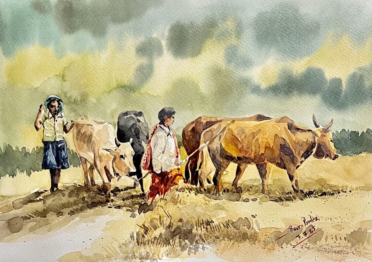 Khmer - Postcard painting countryside