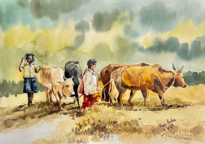 Khmer - Postcard painting countryside