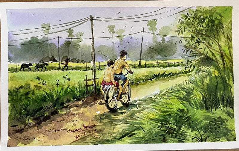 Khmer - Postcard painting countryside