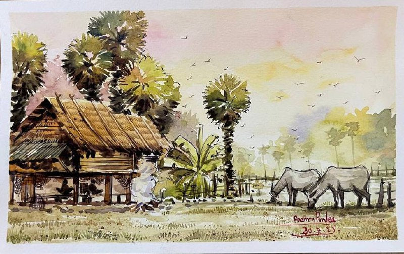 Khmer - Postcard painting countryside