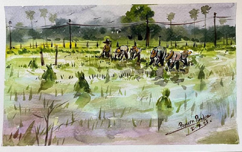 Khmer - Postcard painting countryside
