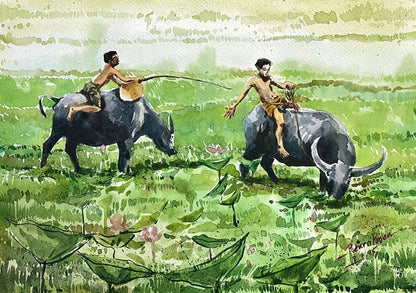 Khmer - Postcard painting countryside