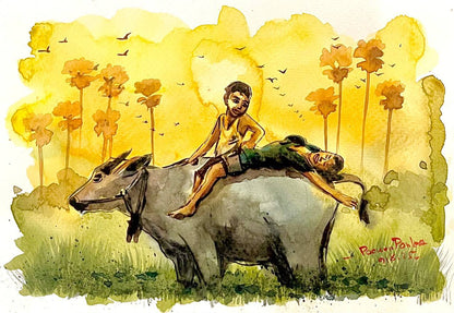 Khmer - Postcard painting countryside