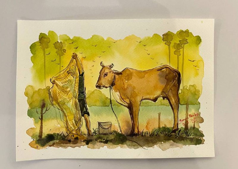 Khmer - Postcard painting countryside