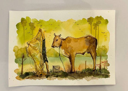 Khmer - Postcard painting countryside