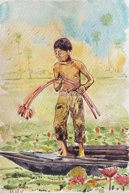 Khmer - Postcard painting countryside