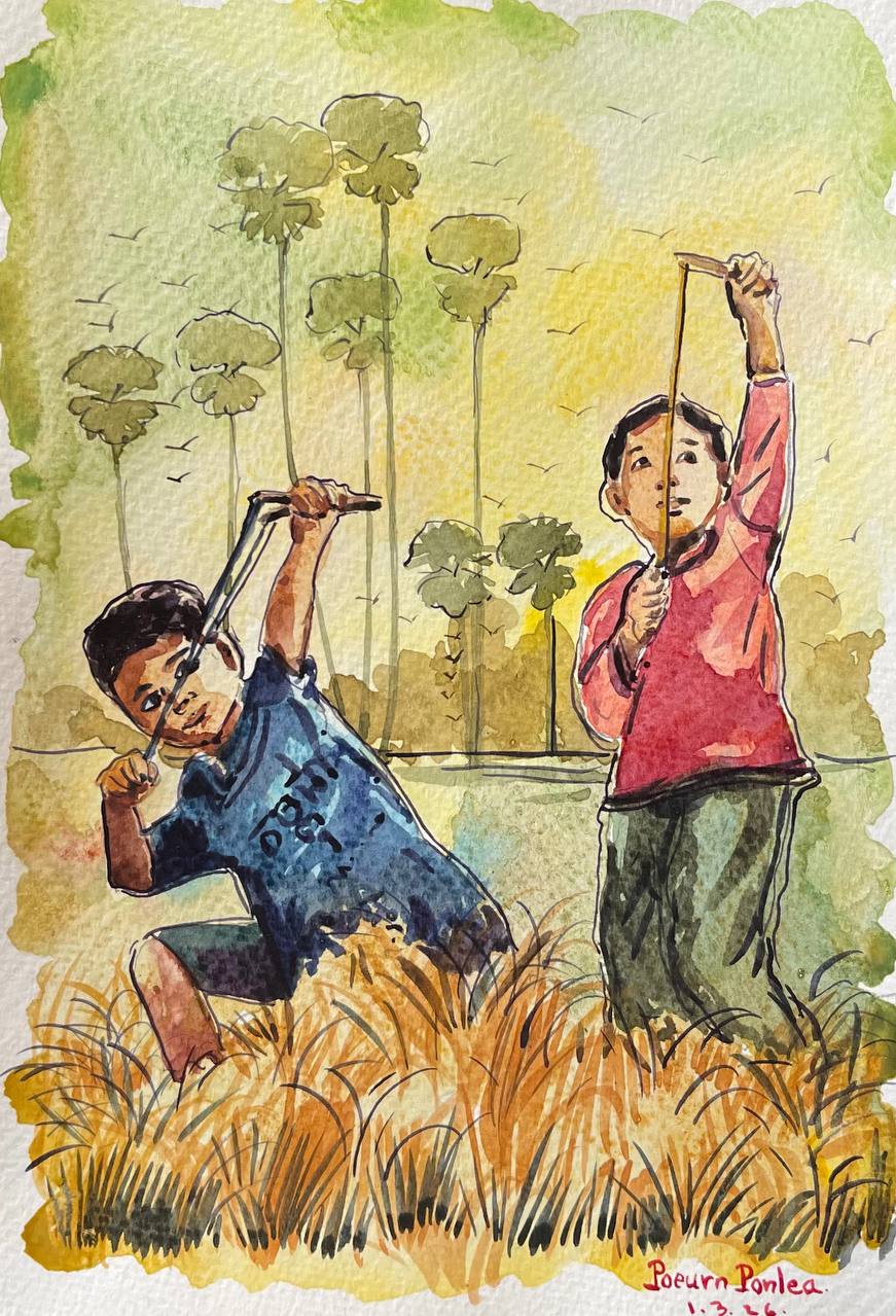 Khmer - Postcard painting countryside