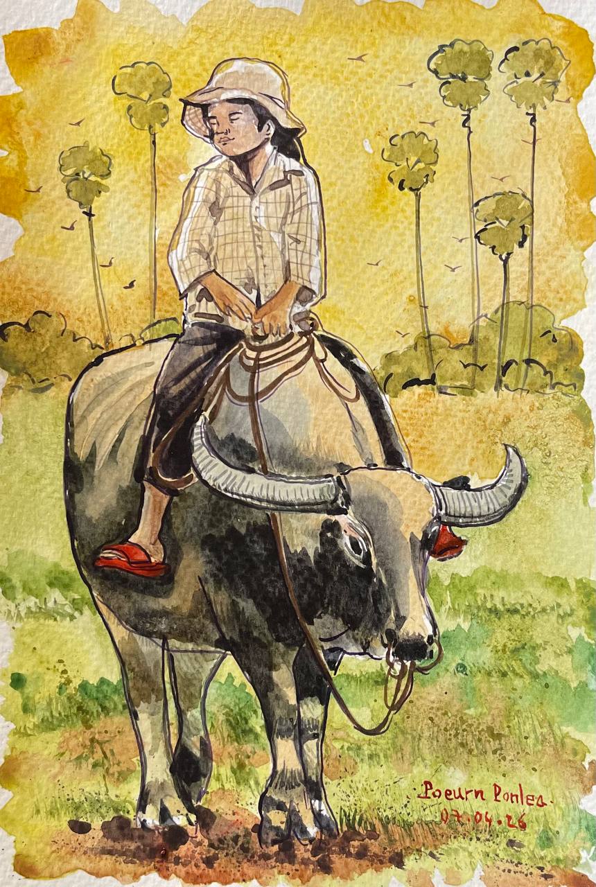 Khmer - Postcard painting countryside